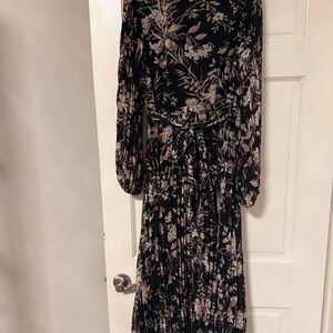 Zimmermann Black and Tan Floral Long Sleeve Dress